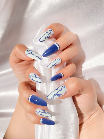 OPOOLA Almond Press on Nails Medium,OPOOLA Rainbow Jelly Soft Gel Fake Nails for Women Fit Natural,  Stick on Nails Reusable, 24pcs False Nails with Design Glue Art Kit